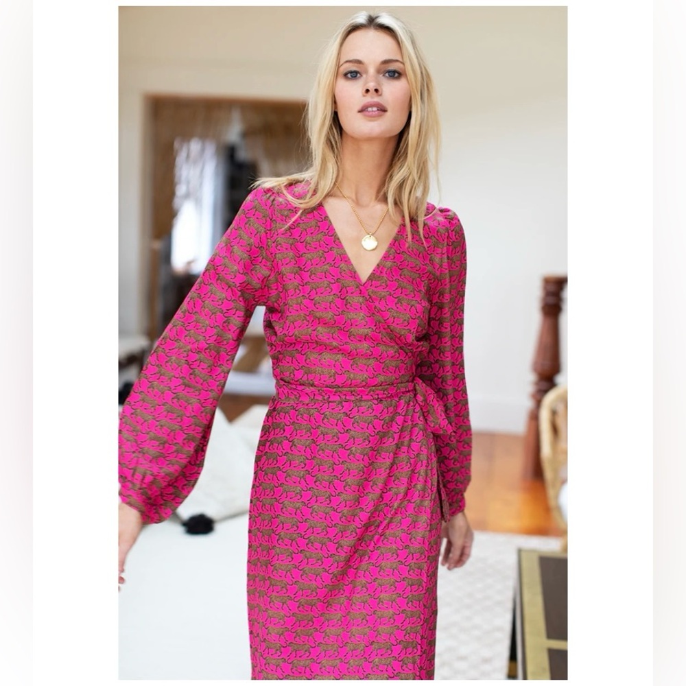 Emerson Fry India Collection Bishop Sleeve Cheetah Dress